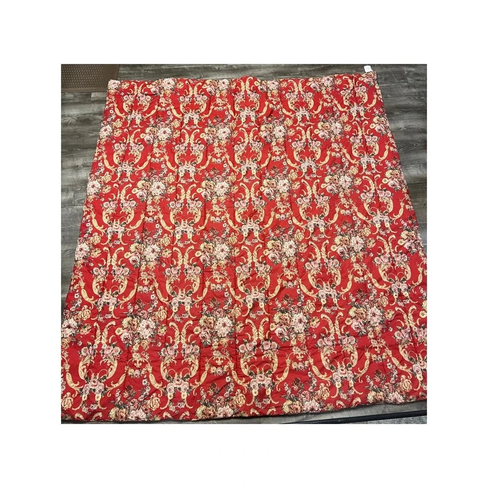 VTG RALPH LAUREN Danielle Marseilles Red Floral Full Queen Cotton Made in USA